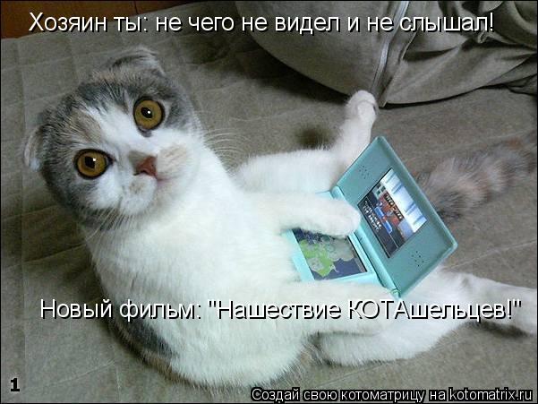 Хозяин ты: не чего не видел и не слышал! Новый фильм: "Нашествие КОТАшельцев!"... Котоматрица: Хозяин ты: не чего не видел и не слышал! Новый фильм: "Нашествие КОТАшельцев!"