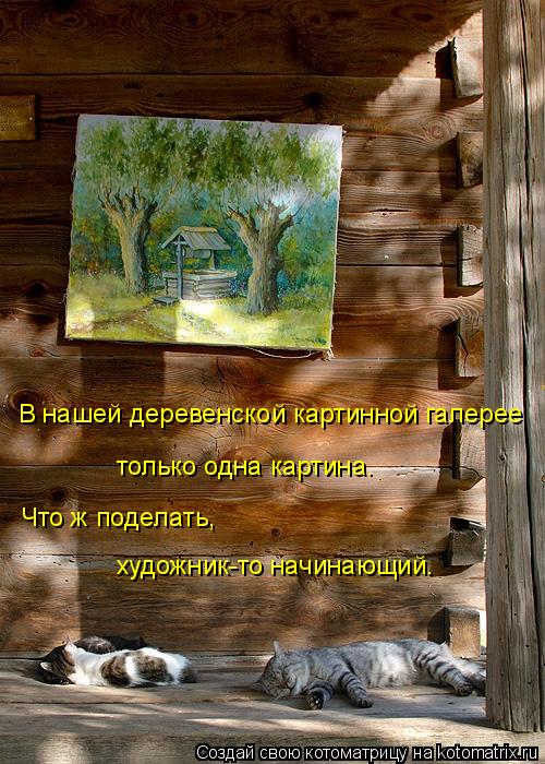 Котоматрица: В нашей деревенской картинной галерее только одна картина. Что ж поделать, художник-то начинающий.