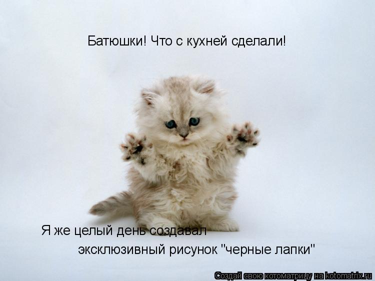 Батюшки! Что с кухней сделали! Я же целый день создавал эксклюзивный рисунок "черные лапки"... Котоматрица: Батюшки! Что с кухней сделали! Я же целый день создавал эксклюзивный рисунок "черные лапки"