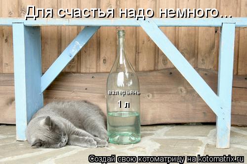валерьянь 1 л Для счастья надо немного...... Котоматрица: валерьянь 1 л Для счастья надо немного...