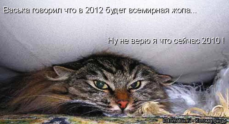 Васька говорил что в 2012 будет всемирная жопа... Ну не верю я что сейчас 2010 !... Котоматрица: Васька говорил что в 2012 будет всемирная жопа... Ну не верю я что сейчас 2010 !