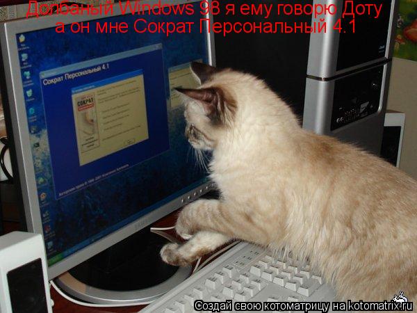 Долбаный Windows 98 я ему говорю Доту а он мне Сократ Персональный 4.1... Котоматрица: Долбаный Windows 98 я ему говорю Доту а он мне Сократ Персональный 4.1