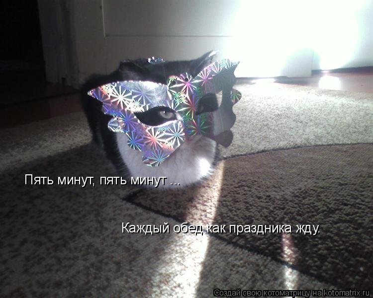 Пять минут, пять минут, Каждый обед как праздника жду. Каждый обед как праздника жду. Пять минут, пят... Котоматрица: Пять минут, пять минут, Каждый обед как праздника жду. Каждый обед как праздника жду. Пять минут, пять минут ... Пять минут, пять минут ...