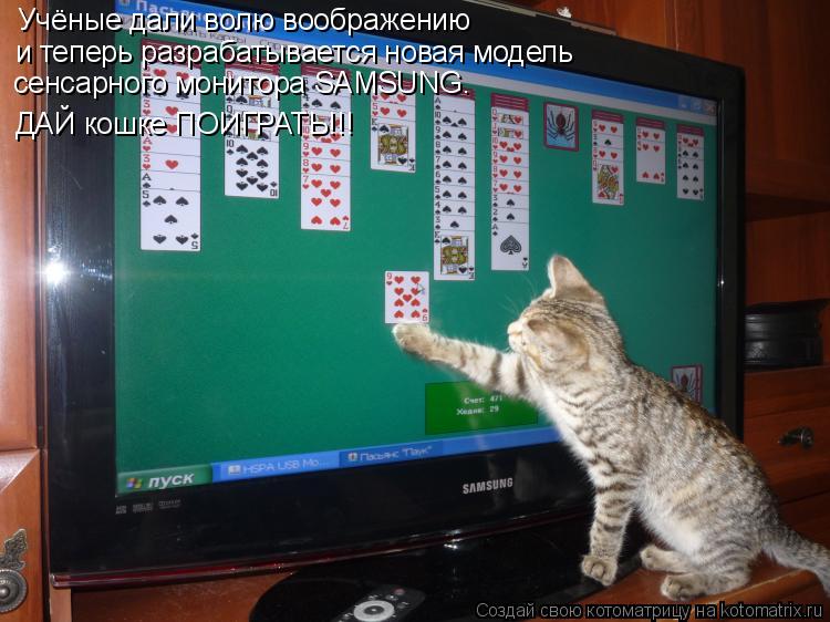 Учёные дали волю воображению и теперь разрабатывается новая модель сенсарного монитора SAMSUNG. ДАЙ к... Котоматрица: Учёные дали волю воображению и теперь разрабатывается новая модель сенсарного монитора SAMSUNG. ДАЙ кошке ПОИГРАТЬ!!!