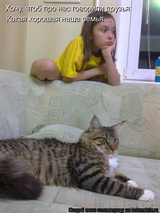 Хочу, чтоб про нас говорили друзья: Какая хорошая наша семья ...... Котоматрица: Хочу, чтоб про нас говорили друзья: Какая хорошая наша семья ...