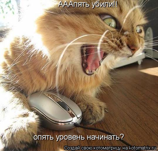 АААпять убили!! опять уровень начинать?... Котоматрица: АААпять убили!! опять уровень начинать?