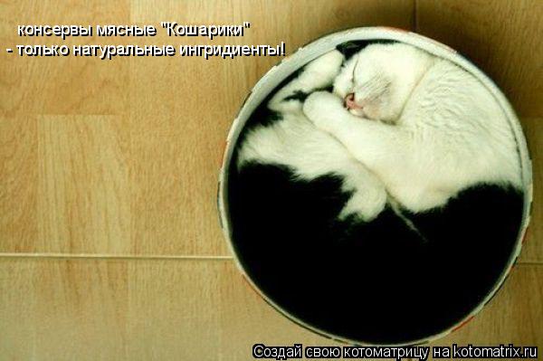 Котоматрица: консервы мясные "Кошарики" - только натуральные ингридиенты!