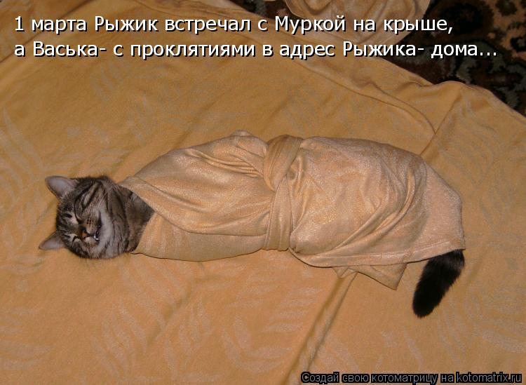 1 марта Рыжик встречал с Муркой на крыше, а Васька- с проклятиями в адрес Рыжика- дома... а Васька- с... Котоматрица: 1 марта Рыжик встречал с Муркой на крыше, а Васька- с проклятиями в адрес Рыжика- дома... а Васька- с проклятиями в адрес Рыжика- дома...