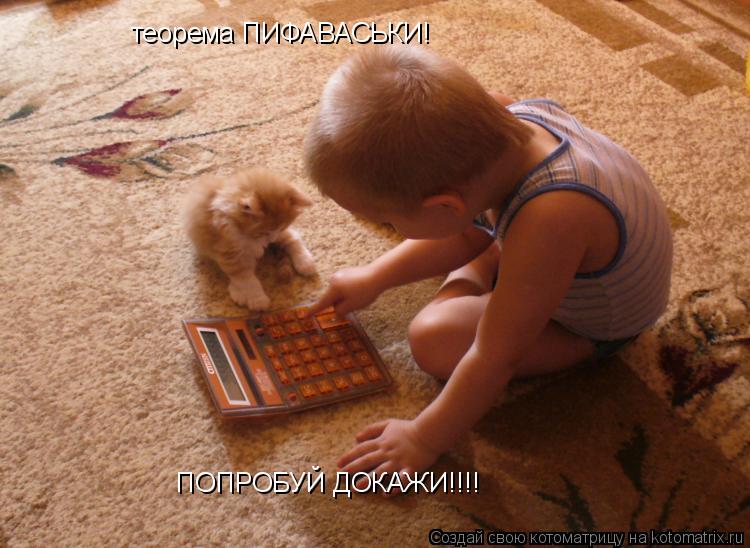 теорема ПИФАВАСЬКИ! ПОПРОБУЙ ДОКАЖИ!!!!... Котоматрица: теорема ПИФАВАСЬКИ! ПОПРОБУЙ ДОКАЖИ!!!!