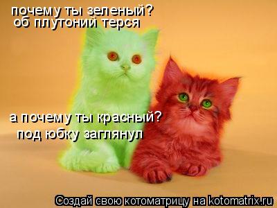 почему ты зеленый? об плутоний терся а почему ты красный? под юбку заглянул... Котоматрица: почему ты зеленый? об плутоний терся а почему ты красный? под юбку заглянул