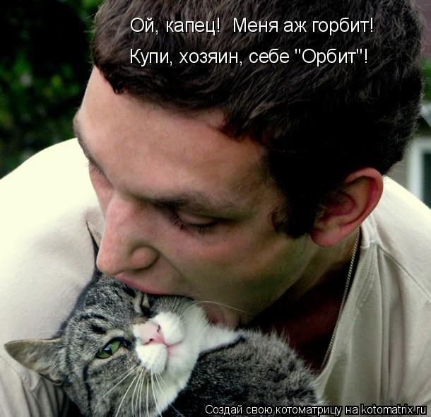 Ой, капец! Меня аж горбит! Ой, капец! Меня аж горбит! Купи, хозяин, себе "Орбит"!... Котоматрица: Ой, капец! Меня аж горбит! Ой, капец! Меня аж горбит! Купи, хозяин, себе "Орбит"!