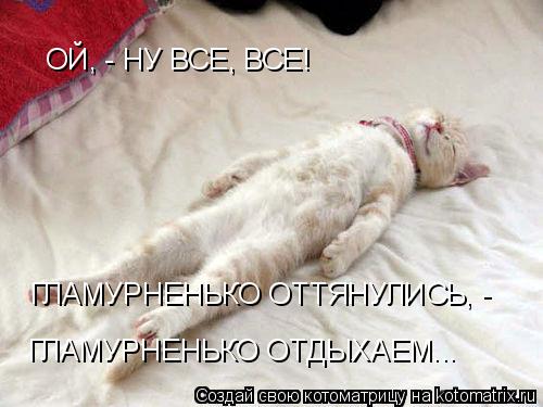 ОЙ, - НУ ВСЕ, ВСЕ! ГЛАМУРНЕНЬКО ОТТЯНУЛИСЬ, - ГЛАМУРНЕНЬКО ОТДЫХАЕМ...... Котоматрица: ОЙ, - НУ ВСЕ, ВСЕ! ГЛАМУРНЕНЬКО ОТТЯНУЛИСЬ, - ГЛАМУРНЕНЬКО ОТДЫХАЕМ...