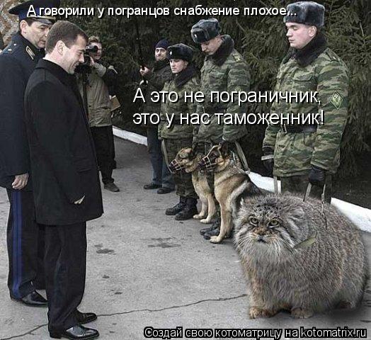А это не пограничник, это у нас таможенник! А говорили у погранцов снабжение плохое...... Котоматрица: А это не пограничник, это у нас таможенник! А говорили у погранцов снабжение плохое...