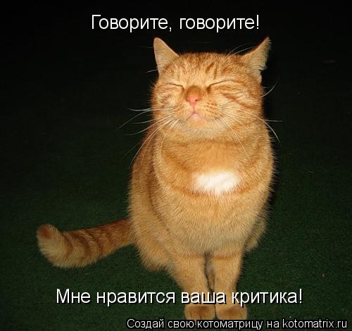 Говорите, говорите! Мне нравится ваша критика!... Котоматрица: Говорите, говорите! Мне нравится ваша критика!