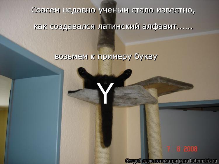 Совсем недавно ученым стало известно, как создавался латинский алфавит...... возьмем к примеру букву ... Котоматрица: Совсем недавно ученым стало известно, как создавался латинский алфавит...... возьмем к примеру букву Y
