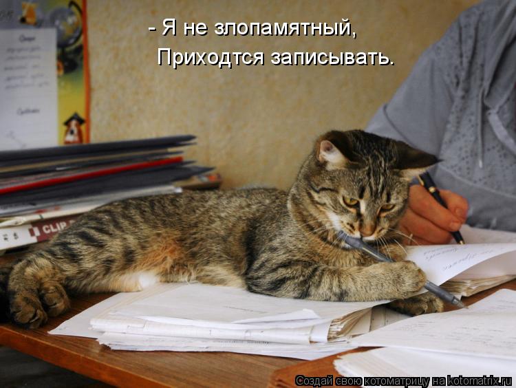 - Я не злопамятный, Приходтся записывать.... Котоматрица: - Я не злопамятный, Приходтся записывать.
