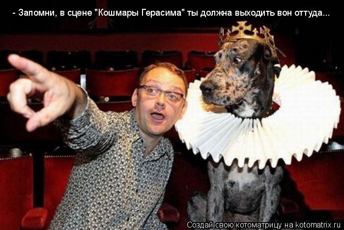 - Запомни, в сцене "Кошмары Герасима" ты должна выходить вон оттуда...... Котоматрица: - Запомни, в сцене "Кошмары Герасима" ты должна выходить вон оттуда...