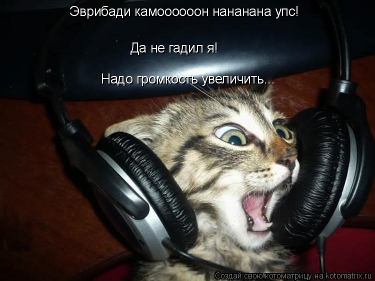 Эврибади камоооооон нананана упс! Да не гадил я! Надо громкость увеличить...... Котоматрица: Эврибади камоооооон нананана упс! Да не гадил я! Надо громкость увеличить...