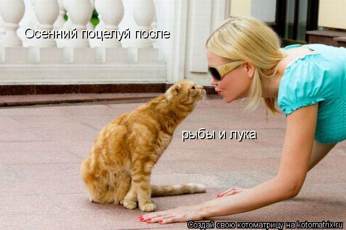 Осенний поцелуй после рыбы и лука... Котоматрица: Осенний поцелуй после рыбы и лука