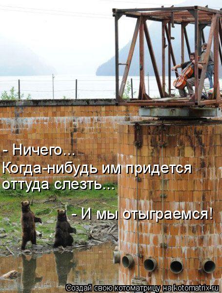 Котоматрица: - Ничего... Когда-нибудь им придется  оттуда слезть... - И мы отыграемся!