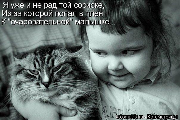 Я уже и не рад той сосиске, Из-за которой попал в плен К "очаровательной" малышке...... Котоматрица: Я уже и не рад той сосиске, Из-за которой попал в плен К "очаровательной" малышке...
