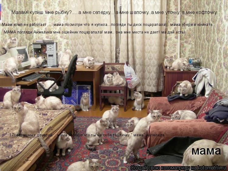 Мааам! купиш мне рыбку?.....а мне селедку... а мне шапочку..а мне уточку. а мне кофточку.... мама Маа... Котоматрица: Мааам! купиш мне рыбку?.....а мне селедку... а мне шапочку..а мне уточку. а мне кофточку.... мама Маам комп не работает .... мама посмотри что я купил