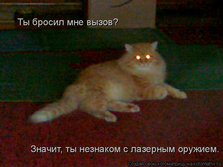 Ты бросил мне вызов? Значит, ты незнаком с лазерным оружием.... Котоматрица: Ты бросил мне вызов? Значит, ты незнаком с лазерным оружием.
