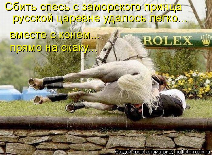Сбить спесь с заморского принца русской царевне удалось легко... вместе с конем... прямо на скаку...... Котоматрица: Сбить спесь с заморского принца русской царевне удалось легко... вместе с конем... прямо на скаку...