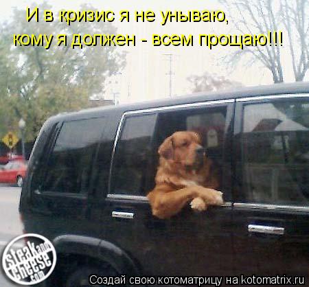 Котоматрица: И в кризис я не унываю, кому я должен - всем прощаю!!!