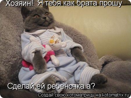 Хозяин! Хозяин! Я тебя как брата прошу Сделай ей ребеночка а?... Котоматрица: Хозяин! Хозяин! Я тебя как брата прошу Сделай ей ребеночка а?