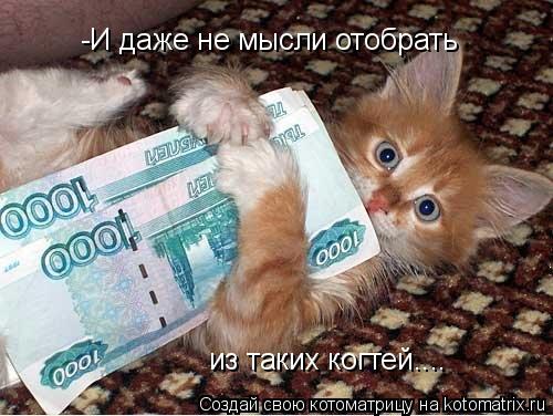 -И даже не мысли отобрать из таких когтей....... Котоматрица: -И даже не мысли отобрать из таких когтей....