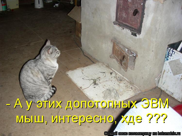 - А у этих допотопных ЭВМ мыш, интересно, хде ???... Котоматрица: - А у этих допотопных ЭВМ мыш, интересно, хде ???