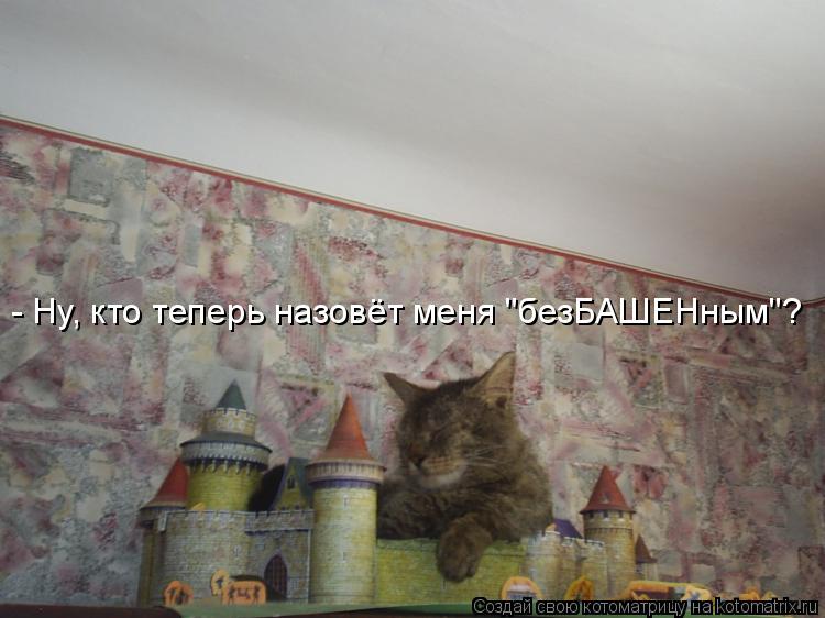 - Ну, кто теперь назовёт меня "безБАШЕНным"?... Котоматрица: - Ну, кто теперь назовёт меня "безБАШЕНным"?