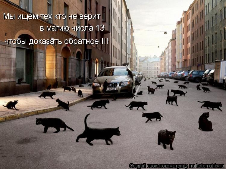 Мы ищем тех кто не верит в магию числа 13 чтобы доказать обратное!!!!... Котоматрица: Мы ищем тех кто не верит в магию числа 13 чтобы доказать обратное!!!!