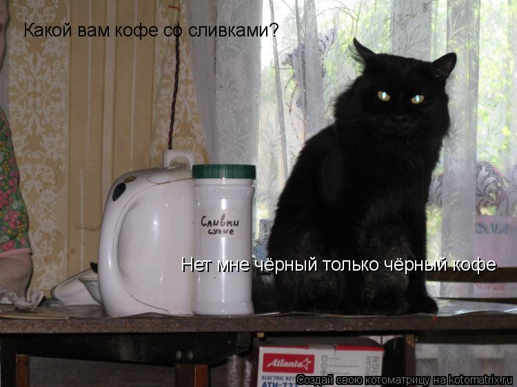Какой вам кофе со сливками? Нет мне чёрный только чёрный кофе... Котоматрица: Какой вам кофе со сливками? Нет мне чёрный только чёрный кофе