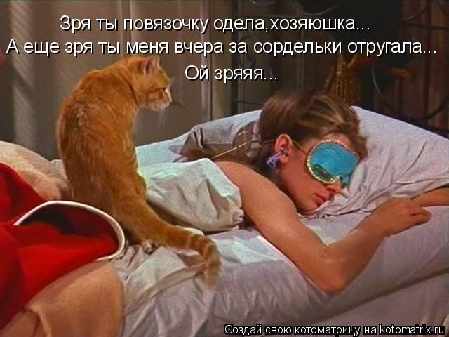 Зря ты повязочку одела,хозяюшка... А еще зря ты меня вчера за сордельки отругала... Ой зряяя...... Котоматрица: Зря ты повязочку одела,хозяюшка... А еще зря ты меня вчера за сордельки отругала... Ой зряяя...