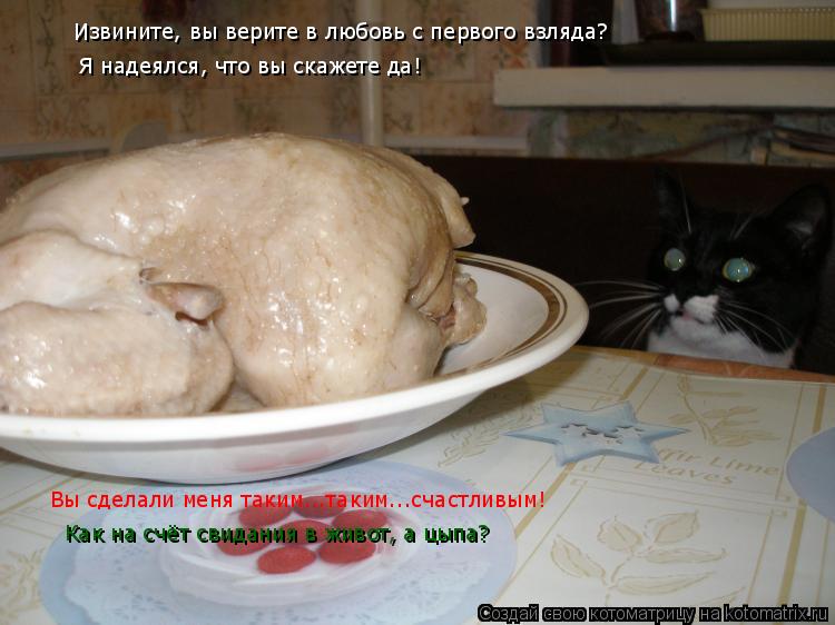 И Извините, вы верите в любовь с первого взляда? Я надеялся, что вы скажете да! Вы сделали меня таким... Котоматрица: И Извините, вы верите в любовь с первого взляда? Я надеялся, что вы скажете да! Вы сделали меня таким...таким...счастливым! Как на счёт свидания
