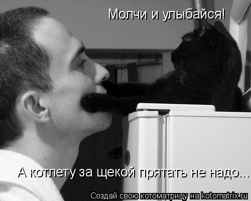 Молчи и улыбайся! А котлету за щекой прятать не надо...... Котоматрица: Молчи и улыбайся! А котлету за щекой прятать не надо...