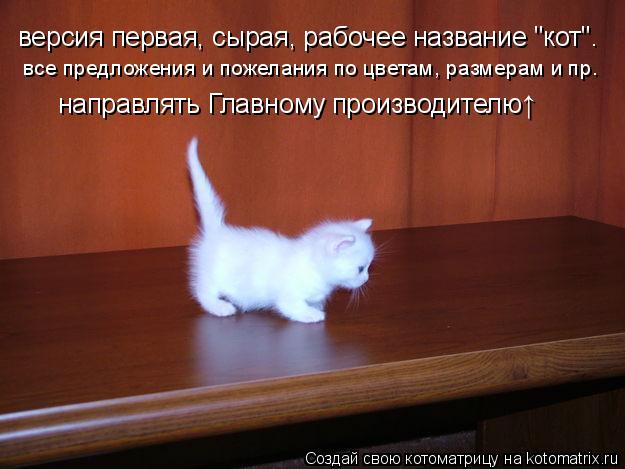 версия первая, сырая, рабочее название "кот". все предложения и пожелания по цветам, размерам и пр. ... Котоматрица: версия первая, сырая, рабочее название "кот". все предложения и пожелания по цветам, размерам и пр. направлять Главному производителю↑