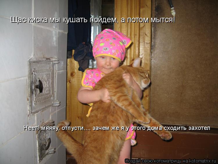 Щас киска мы кушать пойдем, а потом мытся! Неет! мяяяу, отпусти.... зачем же я у этого дома сходить з... Котоматрица: Щас киска мы кушать пойдем, а потом мытся! Неет! мяяяу, отпусти.... зачем же я у этого дома сходить захотел Неет! мяяяу, отпусти.... зачем же я у э