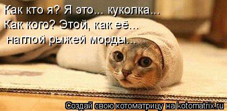 Как кто я? Я это... куколка... Как кого? Этой, как её... наглой рыжей морды...... Котоматрица: Как кто я? Я это... куколка... Как кого? Этой, как её... наглой рыжей морды...