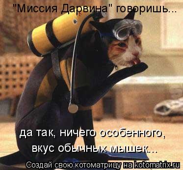 "Миссия Дарвина" говоришь... да так, ничего особенного, вкус обычных мышек...... Котоматрица: "Миссия Дарвина" говоришь... да так, ничего особенного, вкус обычных мышек...