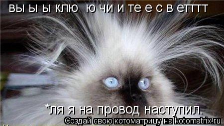 вы ы ы клю ю чи и те е с в етттт *ля я на провод наступил.... Котоматрица: вы ы ы клю ю чи и те е с в етттт *ля я на провод наступил.