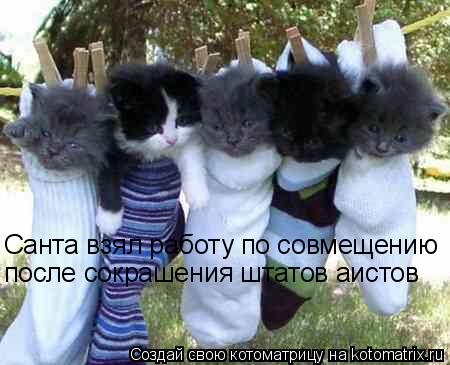 Санта взял работу по совмещению после сокрашения штатов аистов... Котоматрица: Санта взял работу по совмещению после сокрашения штатов аистов