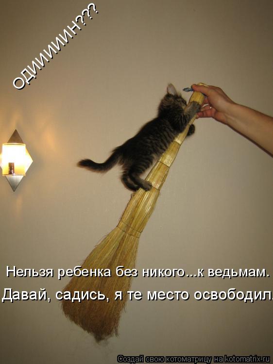 ОДИИИИИН??? Нельзя ребенка без никого...к ведьмам. Давай, садись, я те место освободил.... Котоматрица: ОДИИИИИН??? Нельзя ребенка без никого...к ведьмам. Давай, садись, я те место освободил.
