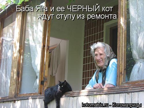 Баба Яга и ее ЧЕРНЫЙ кот ждут ступу из ремонта... Котоматрица: Баба Яга и ее ЧЕРНЫЙ кот ждут ступу из ремонта