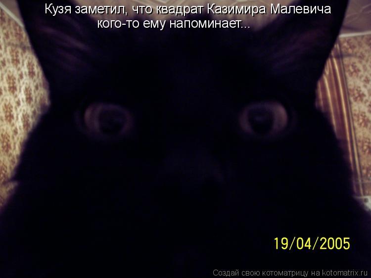 Кузя заметил, что квадрат Казимира Малевича кого-то ему напоминает...... Котоматрица: Кузя заметил, что квадрат Казимира Малевича кого-то ему напоминает...