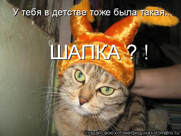У тебя в детстве тоже была такая... ШАПКА ? !... Котоматрица: У тебя в детстве тоже была такая... ШАПКА ? !