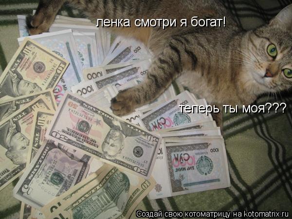 ленка смотри я богат! теперь ты моя???... Котоматрица: ленка смотри я богат! теперь ты моя???