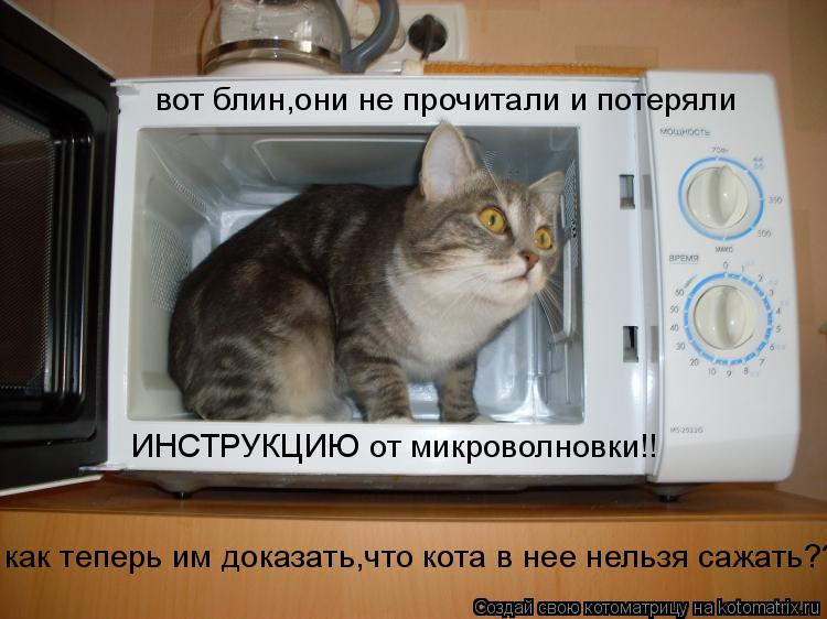 вот блин,они не прочитали и потеряли ИНСТРУКЦИЮ от микроволновки!! как теперь им доказать,что кота в ... Котоматрица: вот блин,они не прочитали и потеряли ИНСТРУКЦИЮ от микроволновки!! как теперь им доказать,что кота в нее нельзя сажать??